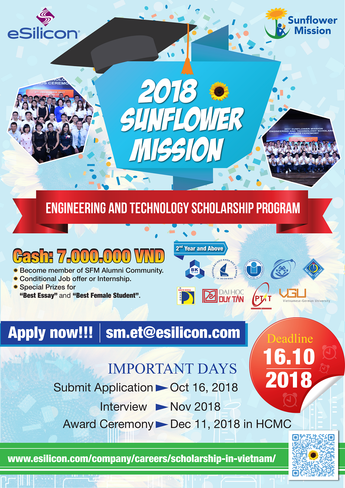 Thông tin về học bổng Sunflower Mission Engineering & Technology Scholarship